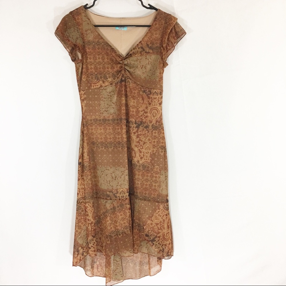 Sfanzi Brown Print Dress
